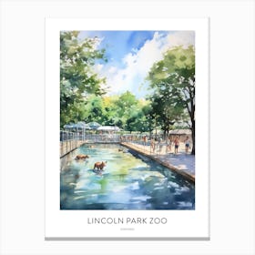 Lincoln Park Zoo Chicago Watercolour Travel Poster Canvas Print