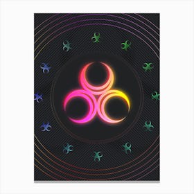Neon Geometric Glyph in Pink and Yellow Circle Array on Black n.0064 Canvas Print