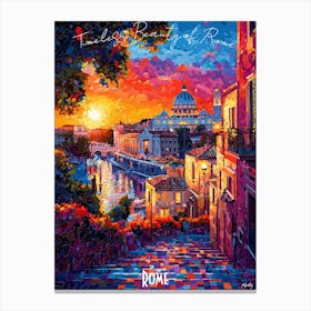 Rome City Skyline, abstract cubism vibrant Poster Canvas Print