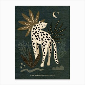 Celestial & Moody Big Cat Leopard by the Moon - Fierce Spirit Canvas Print