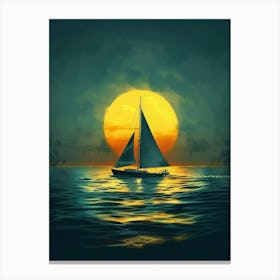 Sailboat At Sunset 32 Canvas Print