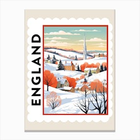 Retro Winter Stamp Poster Cotswolds United Kingdom 4 Canvas Print