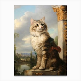 Cat Exploring Outside Rococo Style 6 Canvas Print