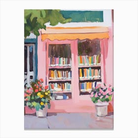 Book Store in Pink Gouache Painting Canvas Print