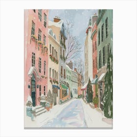 Christmas In the City. Retro Watercolor Canvas Print