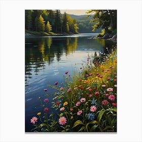 Wildflowers At The Lake Canvas Print