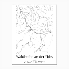 Waidhofen An Der Ybbs,Austria Minimalist Map Canvas Print