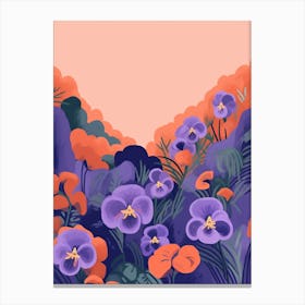 Boho Wildflower Painting Violets Viola 1 Canvas Print