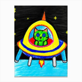 Space Green Cat Canvas Print