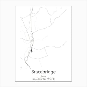 Bracebridge,Canada Minimalist Map Canvas Print