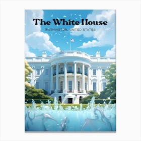 The White House Washington Patriot Modern Travel Illustration Canvas Print