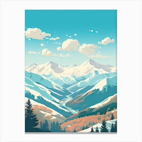 Hakuba Valley   Nagano, Japan, Ski Resort Illustration 0 Simple Style Canvas Print