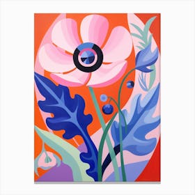 Anemone 1 Hilma Af Klint Inspired Pastel Flower Painting Canvas Print