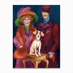 Vintage familyportrait with dog Canvas Print