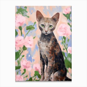 A Devon Rex Cat Painting, Impressionist Painting 4 Canvas Print