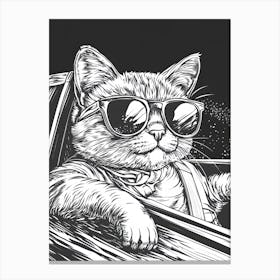 Cat In A Car.Generated AI. Wall Art Print Toile