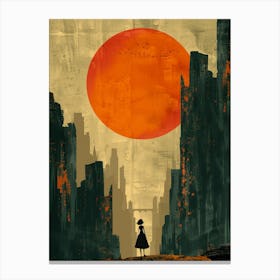 Girl In A City Canvas Print