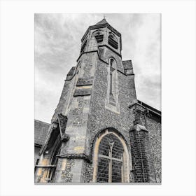 Black And White Church Tower Canvas Print