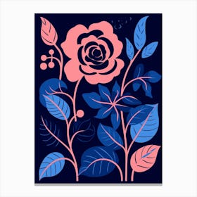 Blue Flower Illustration Rose 5 Canvas Print