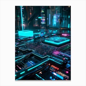 A Cyber Interface With Advanced Ai Capabilities Neural Connectivity Highlighted Glowing Cables Int Canvas Print