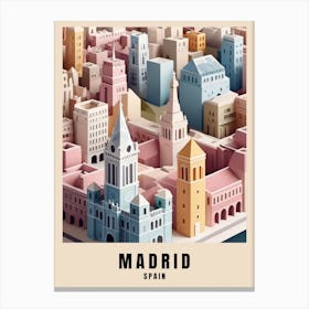 Madrid City Travel Poster Spain Low Poly (1) Canvas Print