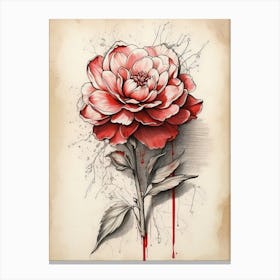 Peony Tattoo Design Canvas Print