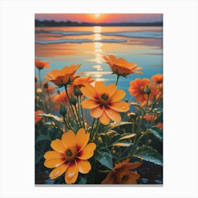 Sunset Flowers 2 Canvas Print