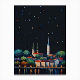 Night In The Village 3 Canvas Print