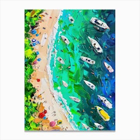 Sardinia Summer Beach Aerial View Impasto Oil Painting Travel Canvas Print