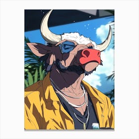 Bull With Sunglasses 1 Canvas Print