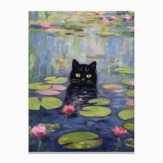 Back Cat Painting, 16x20 Inch Acrylic on Canvas Painting of a Back Cat in  Front of a Pond With Fireflies. Whimsical Animal Art -  Norway