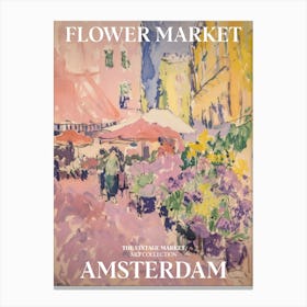 Vintage Flower Market Painting Amsterdam 5 Canvas Print