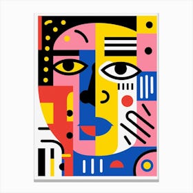 Geometric Pink & Blue Face Canvas Print