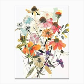Coneflower Collage Flower Bouquet Canvas Print
