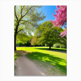 Pink Trees In A Park Canvas Print