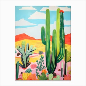 Retro Cactus Illustration Canvas Print