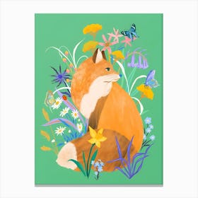 Fox In The Meadow Canvas Print