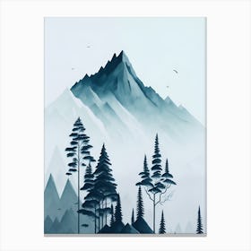 Mountain And Forest In Minimalist Watercolor Vertical Composition 223 Canvas Print