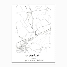 Essenbach,Germany Minimalist Map Canvas Print