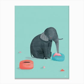 Elephant In A Tire Canvas Print