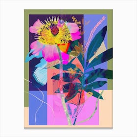 Scabiosa 1 Neon Flower Collage Canvas Print