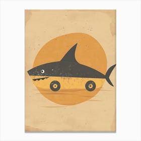 Car Shark Storybook Style Canvas Print