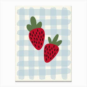 Strawberries On A Checkered Tablecloth Canvas Print