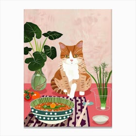 Cat And Soup Canvas Print