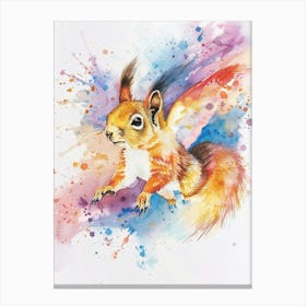 Flying Squirrel Colourful Watercolour 1 Canvas Print