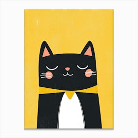 Black Cat With Yellow Scarf Canvas Print