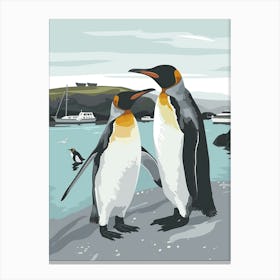 King Penguin Paradise Harbor Minimalist Illustration 2 Canvas Print