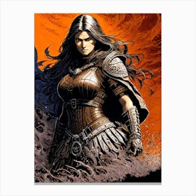 Woman In Armor Canvas Print