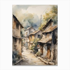 House In The Village Canvas Print