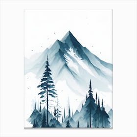 Mountain And Forest In Minimalist Watercolor Vertical Composition 1 Canvas Print